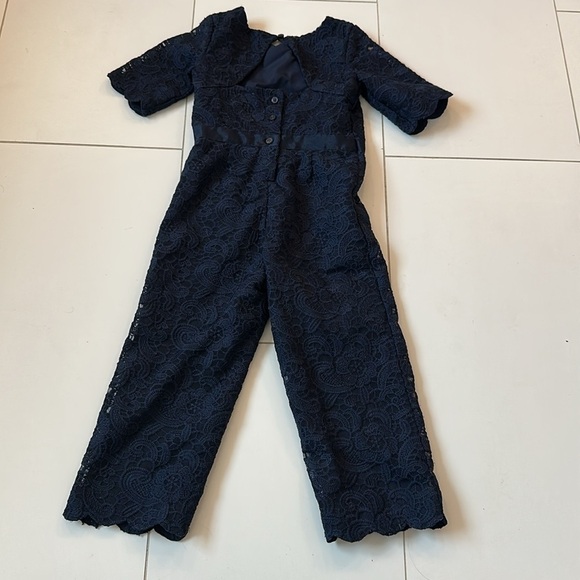 Janie and Jack Lace jumpsuit navy 4T - Picture 6 of 6